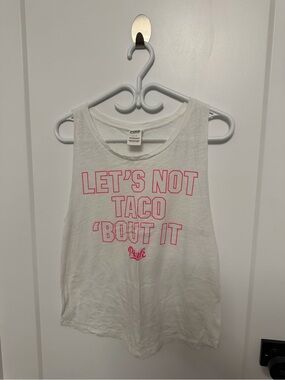 PINK Victoria's Secret White Muscle Tank with Hot Pink Graphic